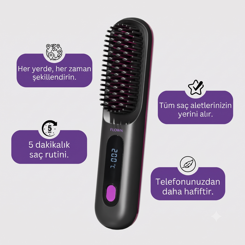 BRUSHLIX Kablosuz Şarjlı Saç Düzleştirici