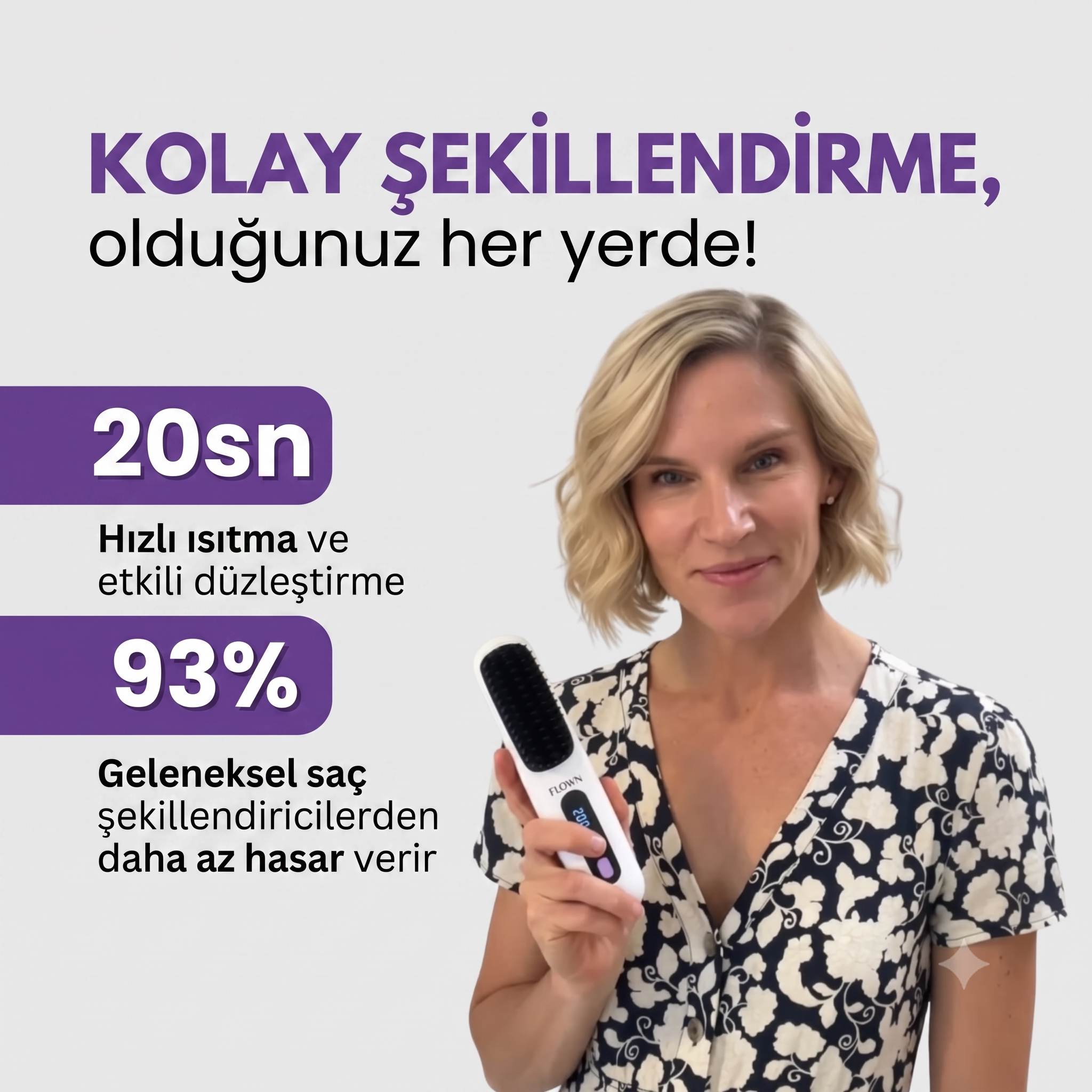 BRUSHLIX Kablosuz Şarjlı Saç Düzleştirici