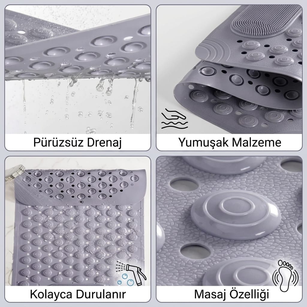 Kaymaz Duş Paspası ve Saplı Sırt Fırçası